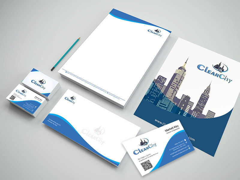 I will design logo, business cards, envelop, folder