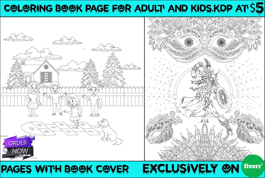 I will do coloring book page for children and adult