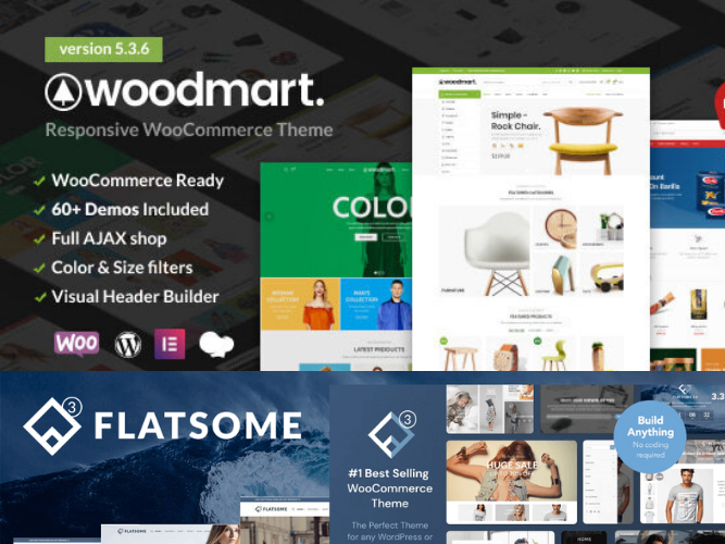 Create woocommerce website and multi vendor website using woodmart theme and flatsome theme