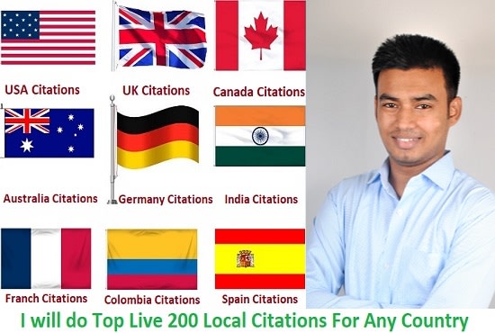 I will do 30 top live local citations for any country