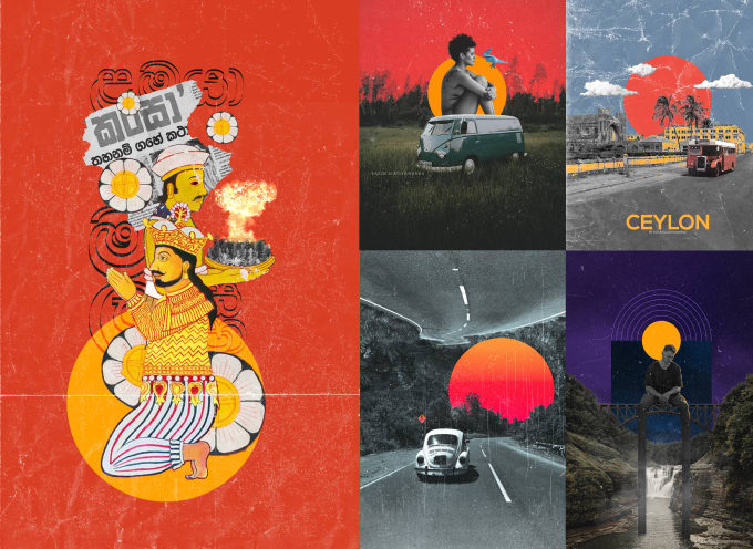 I will design creative retro digital collage art