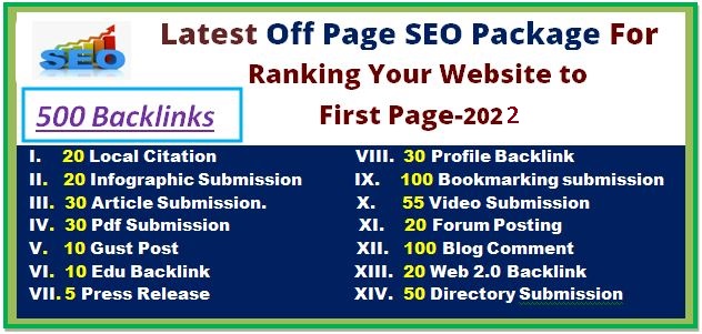 High quality off page seo Service must be Done to google rank for your website