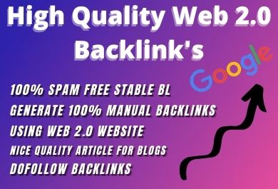 web 2.0 dofollow 20 backlinks create manually using blog, Article writing