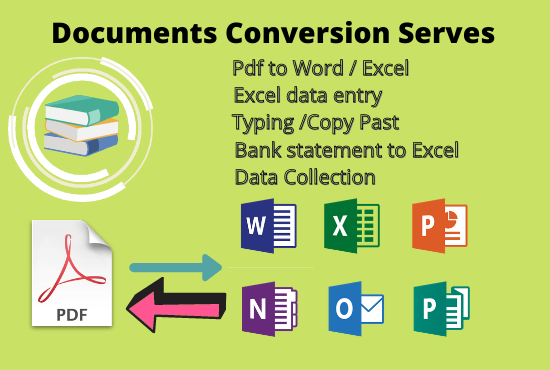 I will Convert your documents Pdf to Word, Excel, CSV etc.