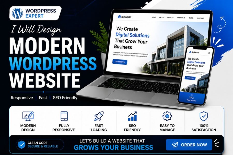 I will design a modern, responsive WordPress business website