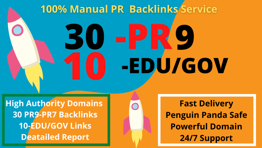 Manually Create 40 Links ( 30 PR9+10 EDU/GOV) High Trust Authority Safe SEO Backlinks