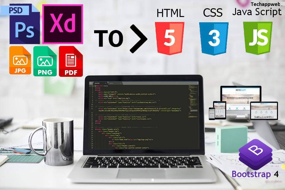 I will convert xd to html, jpg to html, psd to html responsive bootstrap 3,4