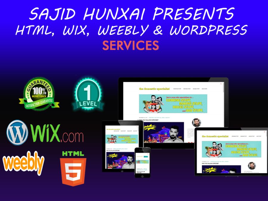 design installation html,wix,wordpress, joomla sitebuilder