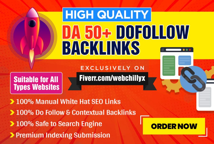 I will build high quality da 50 plus dofollow contextual SEO backlinks