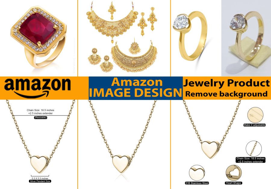 Retouching Jewelry product, remove background 15 images