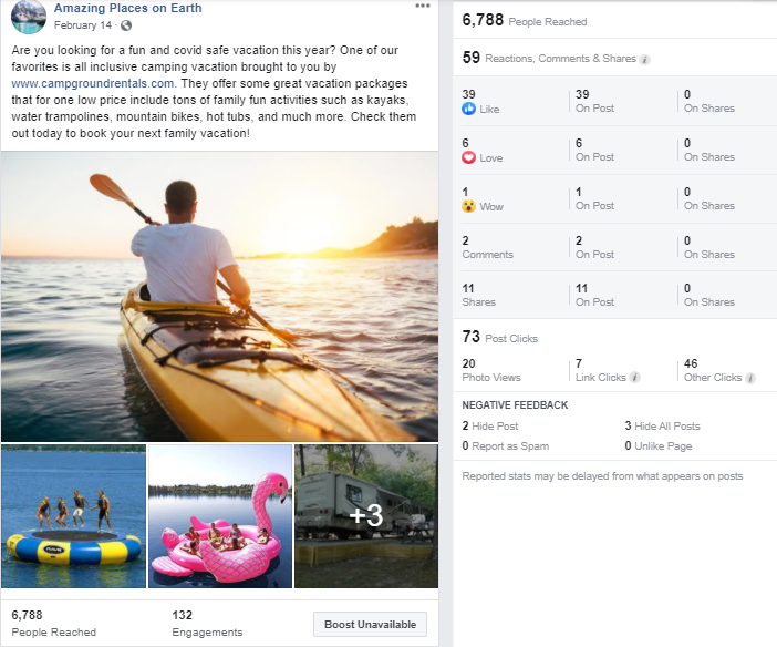 Promote AirBnB and travel-related posts on a page with 480K fan base