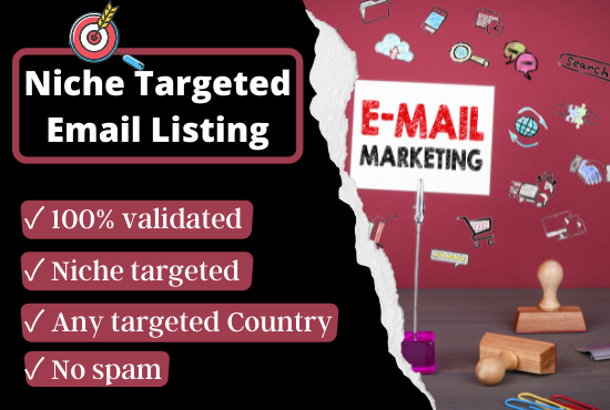I will provide niche & country targeted unique, valid & spam free 2,500 email list
