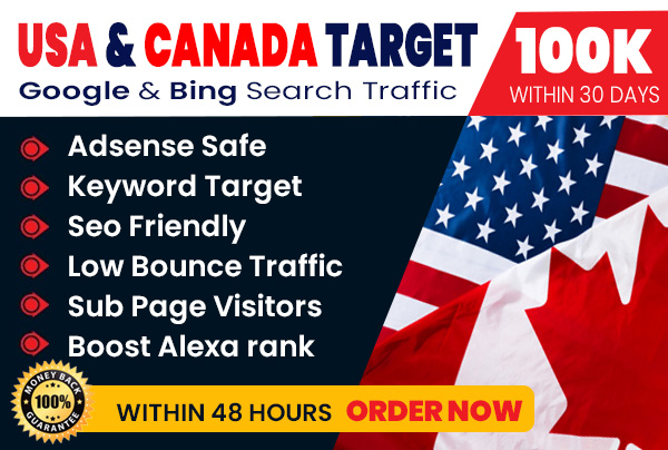 i will drive 100000+ USA/CANADA targeted traffic to your website within 30 days