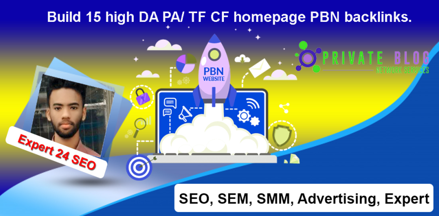 Build 15 high DA PA/ TF CF homepage PBN backlinks