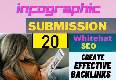 I do 20 Design infographic and manually submit on High DA/image submission sites