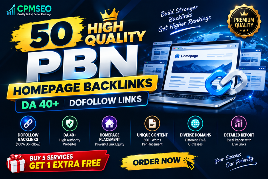 50 High Quality PBN Homepage Backlinks | DA 40+ Do-follow Links