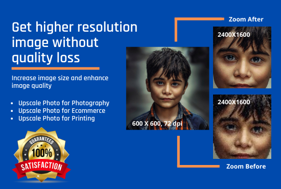 I will increase your images size and enhance photos resolution without quality loss (5 images)