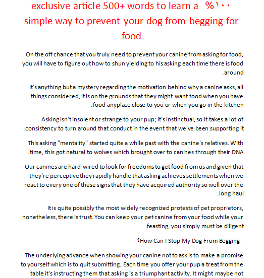 100% exclusive article 500+ words to learn a simple way to prevent your dog from begging for food