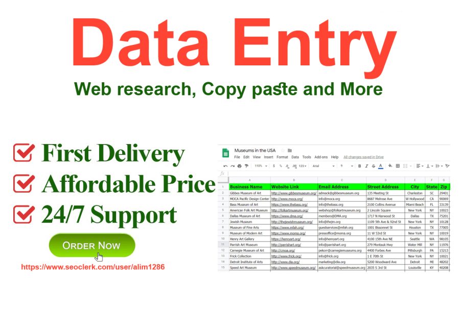 I will do perfect data entry, web research, copy paste and excel entry.