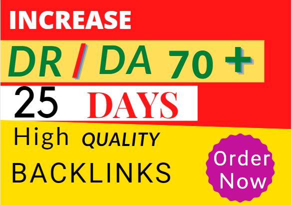 I will increase moz domain authority da , ahrefs DR 70 plus in 15 days