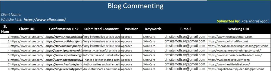 I'll leave 105 blog comments for your website that are relevant to your niche manually