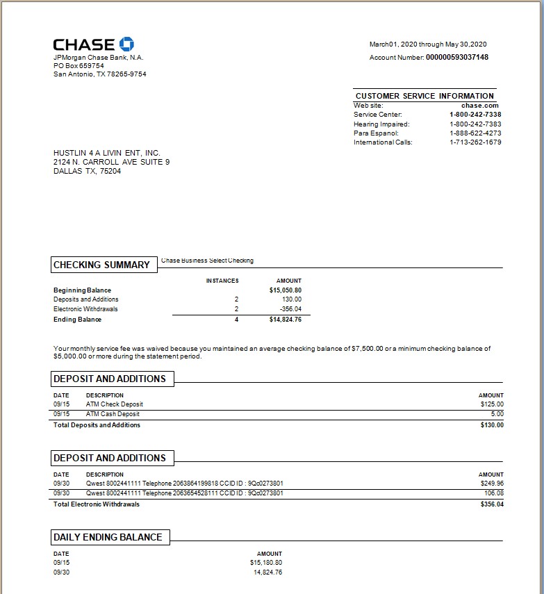 do any bank statement for ppp and sba loan