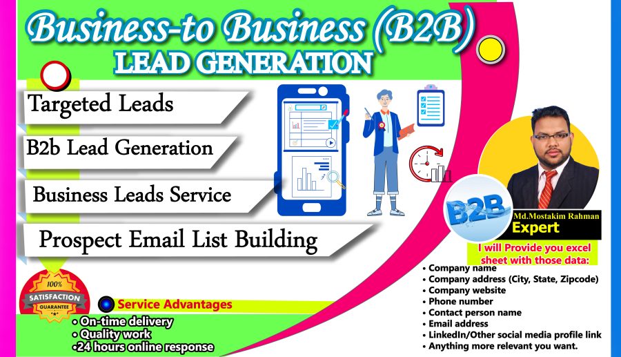 I will do B2B lead generation !! email address, contract details of Similar business!!
