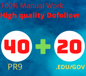 I will manually create 40 pr9 + 20 Edu/Gov do follow profile backlinks