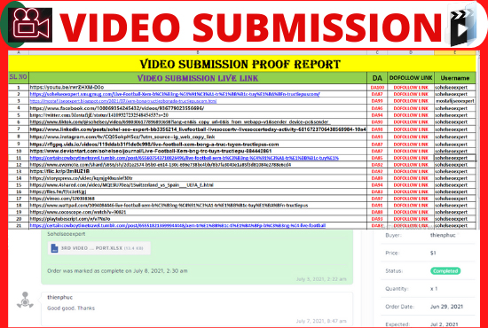 I will provide 80 manual video submission or upload to popular video sharing high authority sites