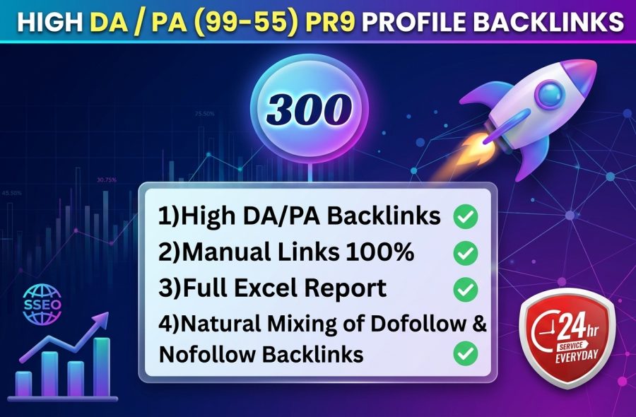 I will create 300 Fully manual High DA-PA PR9 Profile Backlinks 