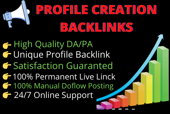  I Will Creat 100 High Authority DA&PA Social Manual Profile link ranking google Top 