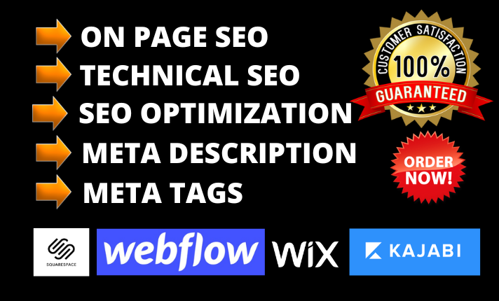 Onpage SEO of webflow,  kajabi or wix website for top ranking