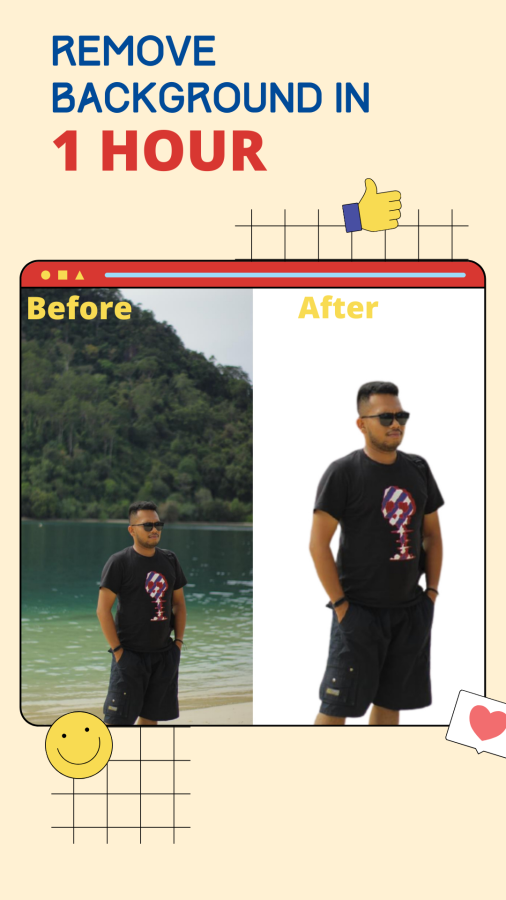 I will remove background from pictures in 1 hour