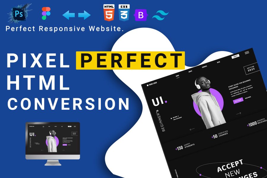 I will convert PSD to html, figma to html, adobe xd to html, CSS, bootstrap responsive