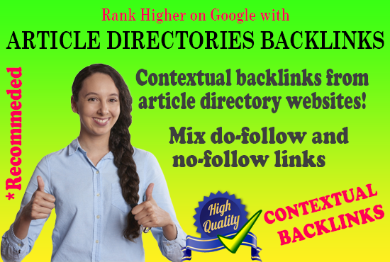 1500 Article Directories Contextual Backlinks - Mix Dofollow and Nofollow High Quality SEO Backlink
