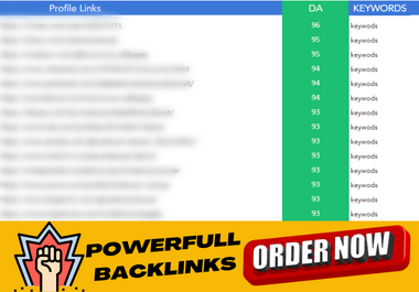 I will do high authority SEO Profiles Backlinks DA 50-99 linkbuilding rank top