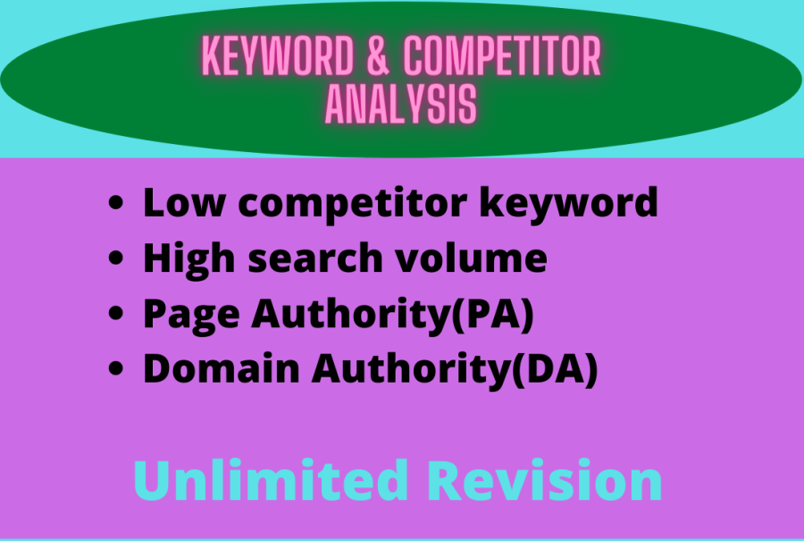 I will do analysis low competitor keyword