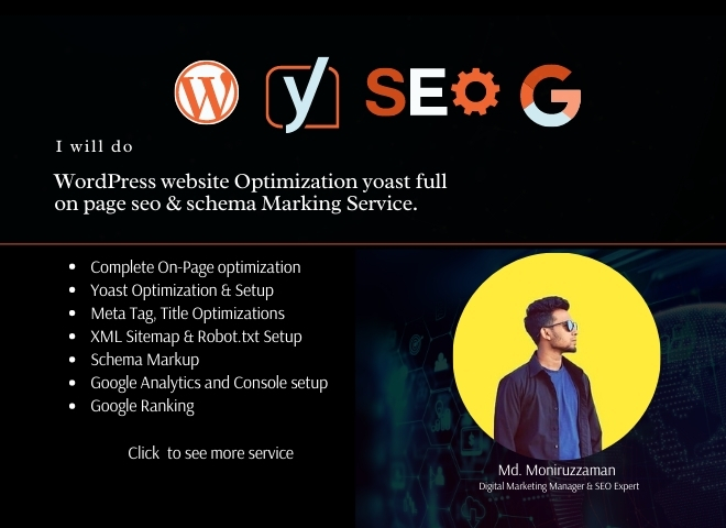 WordPress website Yoast on page SEO optimization service and schema marking 
