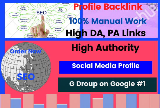 80 Profile backlinks DA 50 to 95+ Natural High authority Permanent Link building boost your website 