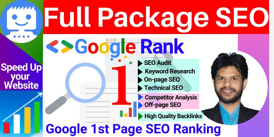 You will get a Full Package SEO service (SEO Audit, On-page SEO, Off-page SEO)