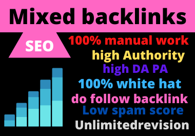 do 100 dofollow HQ mixed backlinks, boost your website on 1st rank
