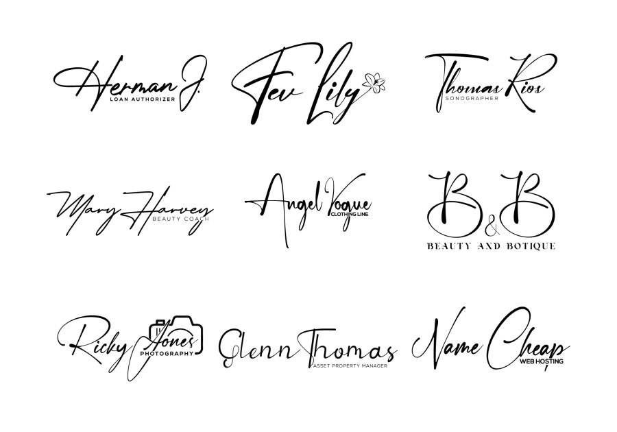 I will design feminine cursive signature type logo