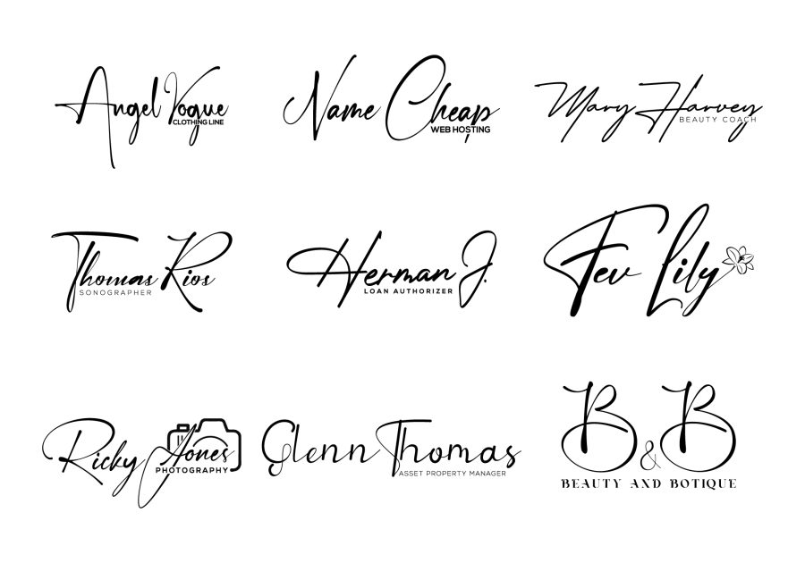 I will design feminine cursive signature type logo