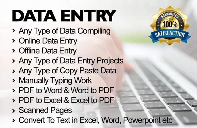 I Will do Data Entry, Copy Paste, PDF To Convert any data type Word, Excel
