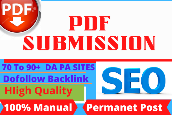 I will do 70 PDF,PTT or Docs Submission manually on high authority low spam website 