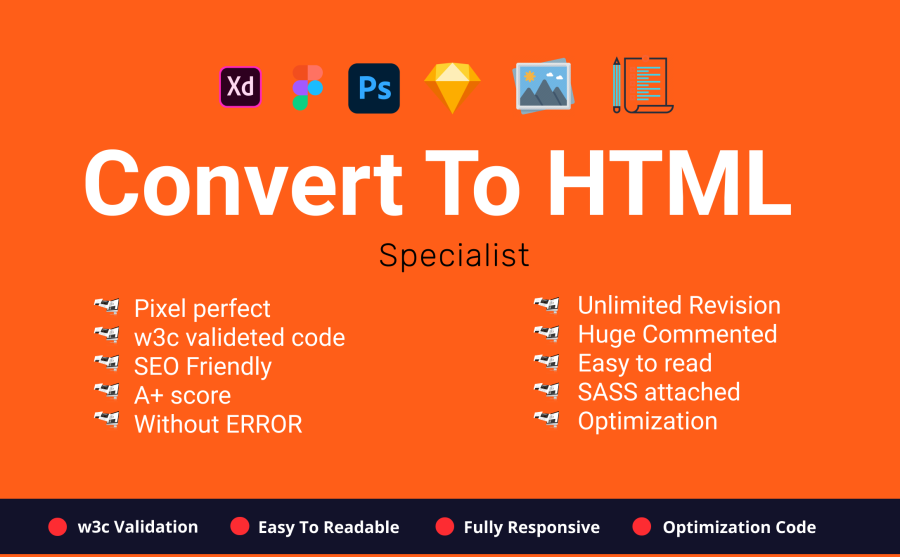 Build PSD-FIGMA-XD-SKRETCH-AI To Responsive Website