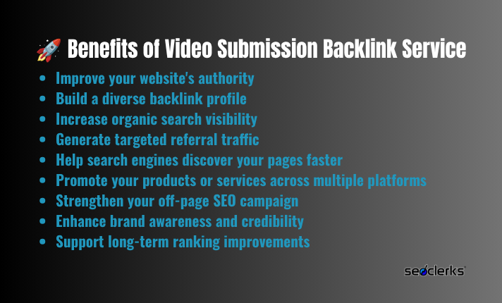 Get video submission backlinks from top 110 High Quality Video sharing sites