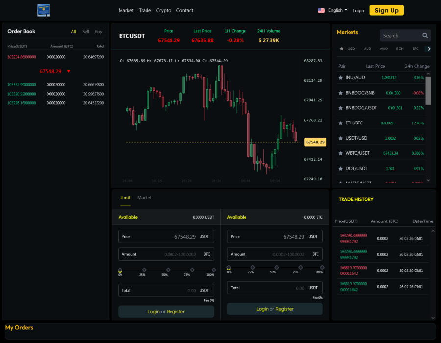 Crypto Exchange Web Application &ndash; Full Stack Development