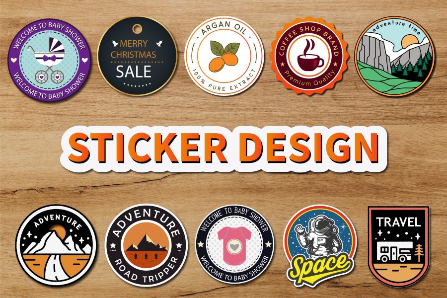 I will design sticker, die cut, badge, vinyl, decals logo and label 