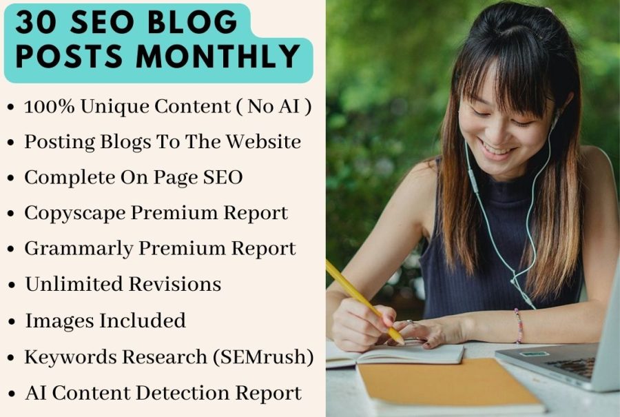 We will write 30 SEO articles monthly with images ( 500 Words )
